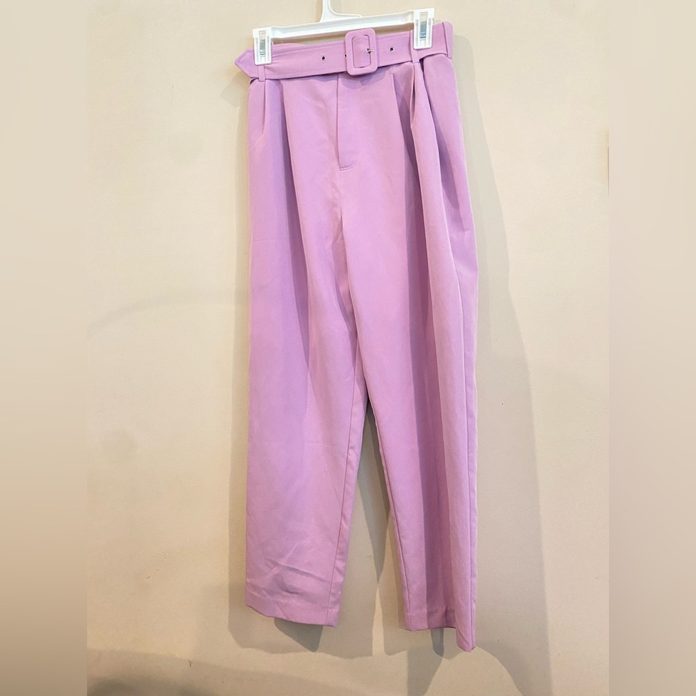 Purple tailored pants with a belt✨